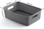 NETANY Plastic Storage Baskets - 8 Pack, Gray, Durable, Easy to Use, Flexible, Multi-Purpose, Ideal for Closets, Cabinets, Sh