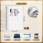 TAILI 4 Pack Vacuum Storage Bags, LONG SIDE ZIP (39x28 inch) Vacuum Seal Bags for Clothing, Jumbo Storage Space Saver for Bed