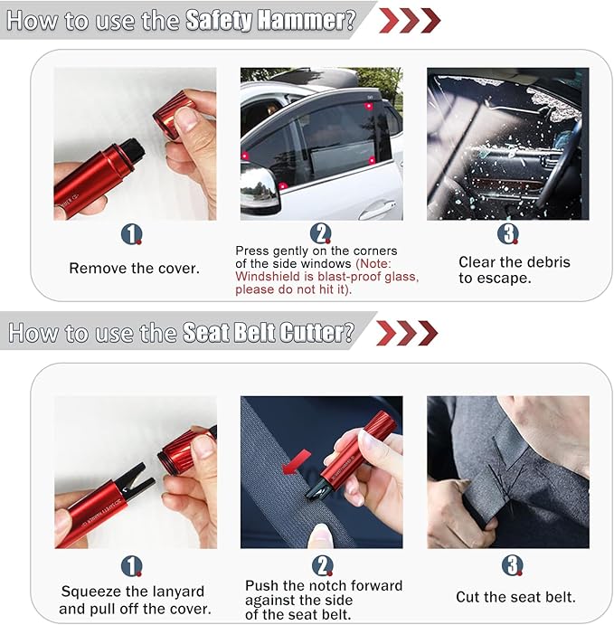 4 Pack Car Window Breaker and Seatbelt Cutter,Auto Rescue Tool,Safe Hammer Car Window Breaker for Land and Underwater,Window 