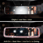 Bling Rhinestone Car Rear View Mirror - Crystal Diamond Decor for Women - Stylish Automotive Interior Accessory (Pink)