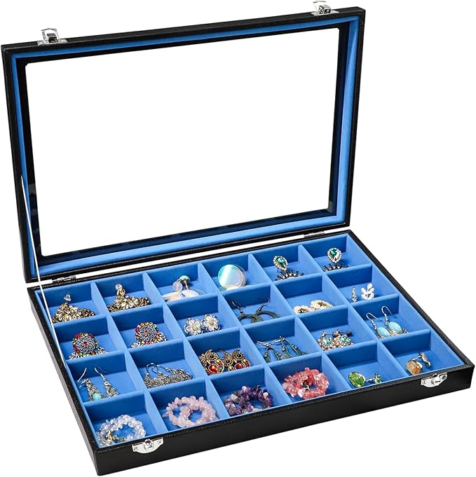 Stratalife Earring Organizer Jewelry Tray with See-through Lid Jewelry Holder Organizer Jewelry Organizer Box Jewelry Storage