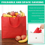 Boao 48 Pack Reusable Grocery Bags 13''L x 9.4''W x 15''H Large Foldable Shopping Tote Bag Non Woven with Handle and Button