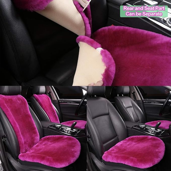 OGLAND 2 Pack Fuzzy Sheepskin Car Seat Covers| Fluffy Front Seat Cushions | Plush Soft Fur Protectors for Car Bucket Seats Ac