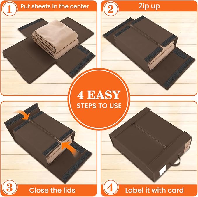WOWBOX Sheet Organizers and Storage,Closet Bed Sheet Organizer Under Bed Storage and Organization with Label Cards & Clear Wi