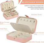 Travel Jewelry Box, PU leather Small Jewelry Organizer For Female Girls, double layer portable mini travel case for storing e