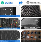 Peg Board, 3 Pack Metal Pegboard Panels Black Pegboards Wall Organizer with Frame Large Heavy Duty Peg Board with Hooks for W