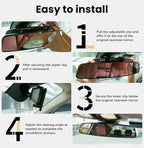 Rear View Mirror, 14 Inch Chrome Anti-glare Panoramic Rear Mirrors Universal Convex Car Interior Clip on Extra Big Wide Angle Rearview Mirror Extender to Reduce Blind Spot for Car SUV Trucks