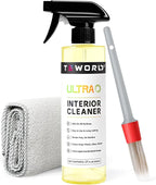 Premium Car Interior Cleaner (17oz Brush + Towel) | Interior Car Cleaner for Leather, Vinyl, Glass & Plastic | Residue-Free M