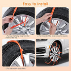 Qoosea Snow Chains Tire Chains for Car Trucks 12Pcs Universal Thickened Manganese Steel Emergency Snow Tyre Chains Adjustable