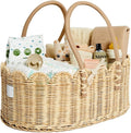 BEBE BASK Premium Baby Diaper Caddy Organizer - Handmade & Award-Winning Scalloped Rattan Basket - Luxury Diaper Caddy Basket