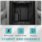 BestEvMod Center Console Organizer Tray Compatible with 2022-2025 2026 Rivian R1T/R1S Removable Coin Holder Armrest Storage Box ABS Material with PVC Trim Accessories (V3 Black)