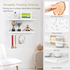 Forbena Bathroom Shelves for Wall Set of 2, White Nursery Floating Book Shelves for Kids Room, Small Wall Mount Bookshelf and