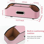 Car Rear Backseat Extra Multifunctional Drink Cup Holder Organizers with Tissue Storage Box Organizer & Hooks for Car Seat Back. Pink