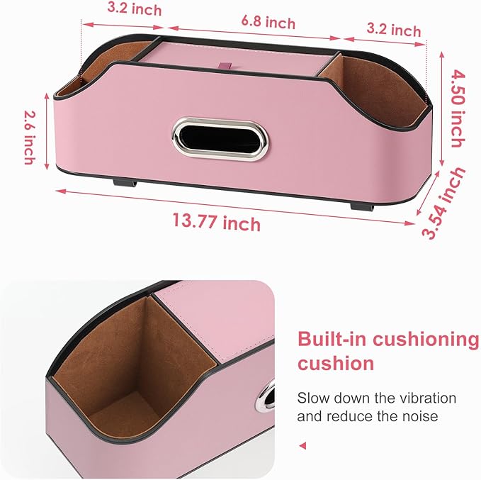 Car Rear Backseat Extra Multifunctional Drink Cup Holder Organizers with Tissue Storage Box Organizer & Hooks for Car Seat Back. Pink