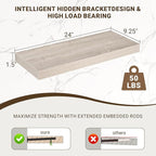 24 Inch Floating Shelves, 3D Textured Wood Grain, 24"x9.25"x1.5" Inch Deep Floating Shelves for Wall, Wooden Shelves for Bath