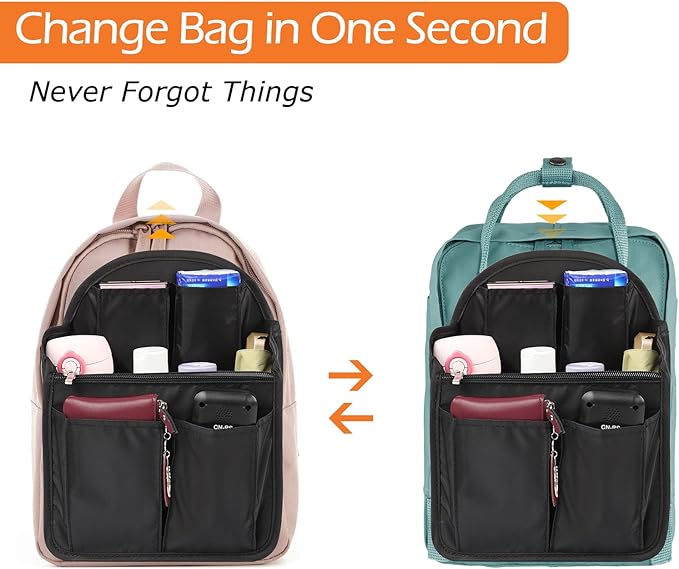Surblue Backpack Organizer Insert Liner Hanging Travel Rucksack Purse and Handbag Insert Pocket, High-capacity Divider Foldab