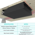 Under Desk Drawer Storage with Lock, 16"x11.8"x3.6", Metal Undermount Table Drawer, Ball Bearing Slides Out Tray Organizer fo