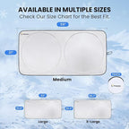 Magnelex Car Windshield Sunshade – Double-Layer Design for 2X Heat Blocking, Blocks UV Rays, Foldable Sun Shade for Cars, Trucks & SUVs, Keeps Interior Cooler, Medium (59 x 31 in)