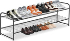 KEETDY 2-Tier Long Shoe Rack for Closet Metal Shoe Organizer for Entryway, Wide Stackable Shoe Storage Shelf with Sturdy Wire