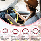 SuperKaKa Car Steering Wheel Cover 2025, Universal Auto PU Cute Breathable Slip-Proof Comfort Imitation Leather Protector Car