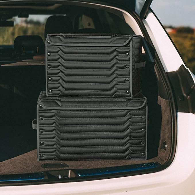Owleys Car Caddy Organizer Set - 17.7" + 21.6" SUV Trunk Organizer Bundle For Road Trips, Groceries & Tools - Foldable