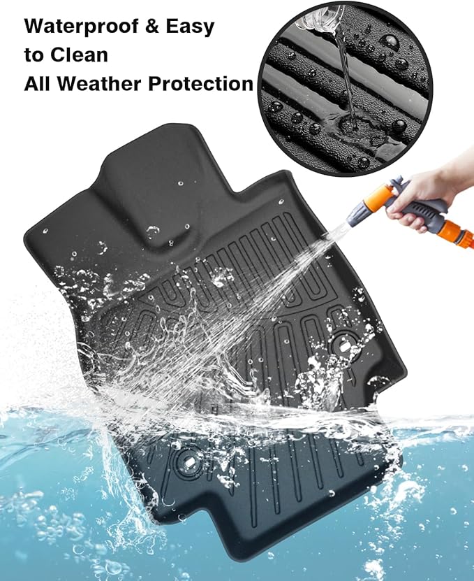 Powerty Floor Mats for 2023 2024 2025 2026 Toyota Crown Accessories All Weather Floor Liner 3D TPE 1st & 2nd Row Floor Mat Heavy-Duty Floor Liners