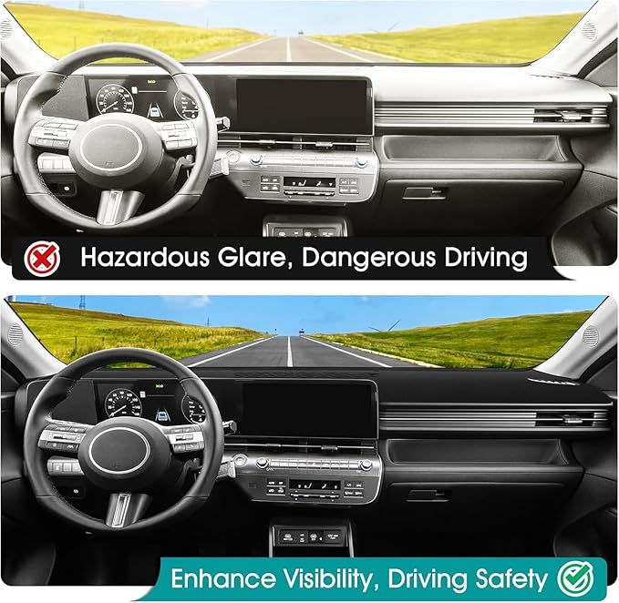 FIILINES Dash Cover for Hyundai Kona 2024-2026 Sunshade Non-Slip Mesh Dash Cover for Kona Accessories Dashboard Cover Mat UV 