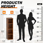 Cube Storage Organizer, 4 Cube Retro Bookshelf, Freestanding 4 Tier Open Shelf, Rustic Brown Retro Shelves for Home Office, B