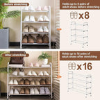 Gonfoam 4-Tier Expandable Shoe Rack,Adjustable Shoe Shelf Storage Organizer Heavy Duty Metal Free Standing Shoe Rack for Entr