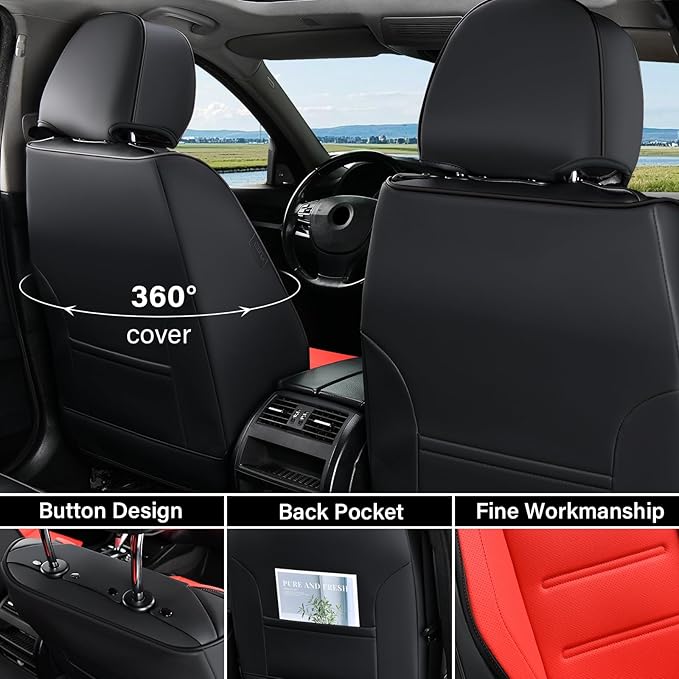 Coverado Car Seat Covers, Front Covers for Cars, Car Seat Cover Front Seats, Car Seat Protector Waterproof, Leather Car Seat 