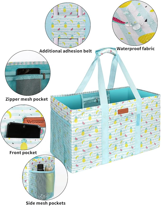 WONDAY Beach Tote,Utility Tote, Extra Large Utility Tote Bag, Reusable Grocery Bags Foldable, Large Tote Bag With Handles Shopping Bags for Beach, Groceries, Picnic, Laundry