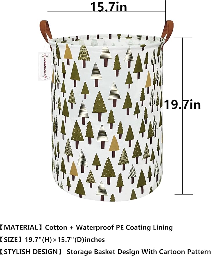 QUEENLALA Large Storage Basket,Laundry Hamper/Bathroom/Home Decor/Collapsible Round Storage Bin,Boys and Girls Hamper/Boxes/C