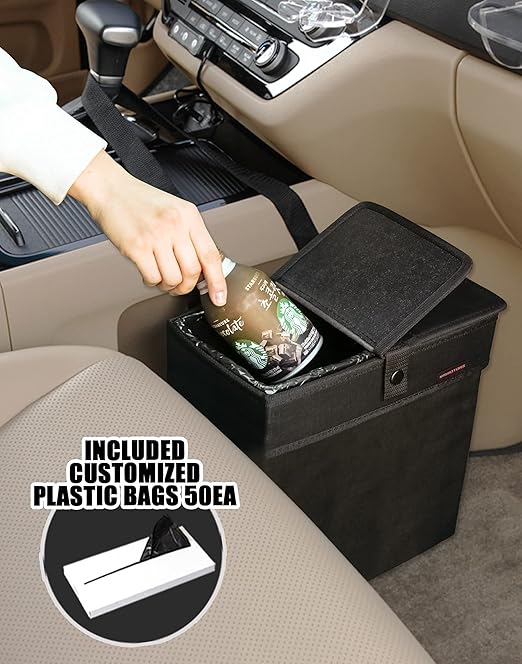 KMMOTORS Aladdin Car Trash Can with lid, Sturdy Big Trash bin, Trash Bags Included, Simple Design (Large)