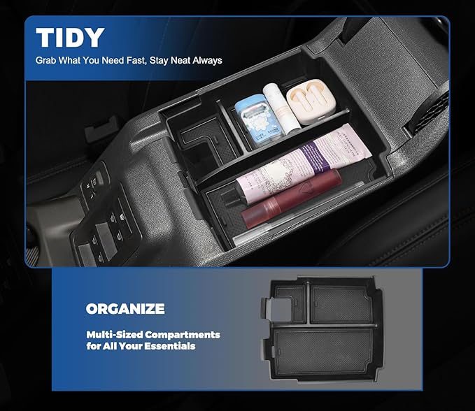 2026 Upgrade Center Console Organizer fit for 2025 2026 Ford Bronco 4 Door Bronco Center Console Storage with Rubber Mats for Ford Bronco 2025+ Storage Accessories|Not for 2 Dooor/Manual/Sport Model|