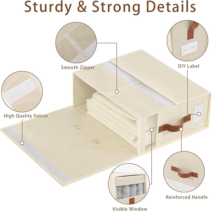 Bed Sheet Organizers and Storage, 8 Pack Linen Closet Organizers, Foldable Bedding Storage for Queen or King Size Bedsheets, 