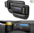 2 PCS Car Seat Gap Filler Organizer, Thickened Anti-Slip Leather Car Seat Crevice Storage Box with Cup Holder for BMW X3 X5 X7 X1 X6 X4 X1 X2 3 4 5 7 1 2 Accessories, with Sporty M 3-color logo