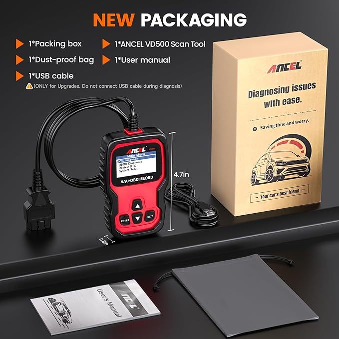 ANCEL VD500 OBD2 Scanner Diagnostic Tool for Volkswagen VW Audi Skoda Seat Diagnosis Check Engine Light EPB ABS SRS Code Reader