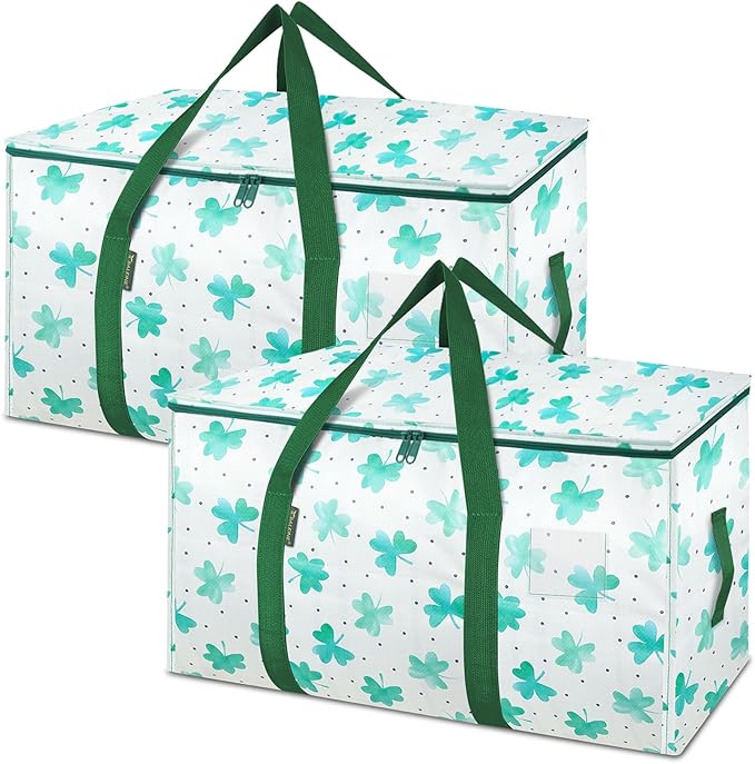 BALEINE 2-Pack Oversized Moving Bags with Reinforced Handles, Heavy-Duty Storage Tote for Clothes, Moving Supplies (Clover, 2
