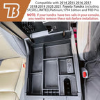 TACOBRO Center Console Organizer Compatible with 2014-2017 2018 2019 2020 2021 Tundra Accessories, Crewmax Interior Armrest Underseat Storage Box- Full-coverage Insert Tray, Black Trim