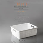 BINO | Woven Plastic Basket | Medium (White), 4-Pack | THE JUTE COLLECTION | Home Organization, Space - Saving Storage, Styli