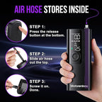 Tire Inflator Portable Air Compressor - Portable Cordless Mini Air Pump with Digital Pressure Gauge, 150PSI 3X Fast Inflation and Auto Shutoff Function Tires Pump for Cars