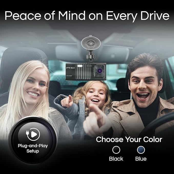 Minolta Dash Camera – 3-Channel 1080P Car DVR with Rear & Interior Cam, Night Vision, 3.0” LCD Screen, G-Sensor, Loop Recordi