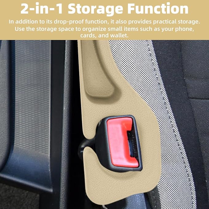 2pcs Car Seat Gap Filler, No Drop Guard Universal Gap Organizer Between Seat and Console Prevents Phone Keys Cards Falling (Beige)