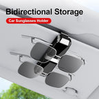 Universal Car Sun Visor Double-Layer Glasses Holder,Practical Visor Sunglasses Holder Clip,Space-Saving Car Interior Accessory,car Sunglass Holder that Can Hold Two Pairs of Glasses (Black)