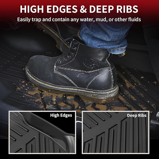 LASFIT Floor Mats for Toyota RAV4 2013-2018(Not Fit Hybrid) All Weather TPE Mats Custom Fit Floor Liner for Toyota RAV 4 LE/XLE/SE/Limited/Adventure Front and Rear 2 Row Car Mats,Black