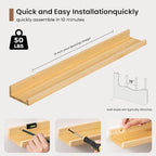 Picture Ledge Shelf, Solid Pine Wood Floating Shelves Set of 2, 24 Inches Nursery Book Shelves for Toys Storage, Kids Bookshe