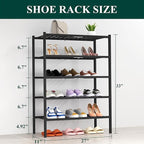 Smiry Shoe Rack, 5 Tier Thick Bamboo Shoe Organizer, Stackable Free Standing Wooden Shoe Storage Shelf for Closet, Entryway, 