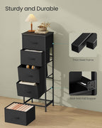 SONGMICS Dresser for Bedroom, Chest of Drawers, Steel, MDF, 5 Non-Woven Fabric Drawers, Storage Organizer Unit, Closet, Entry
