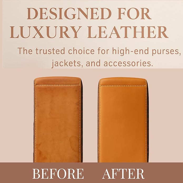 Leather Purse Cleaner & Conditioner Kit – 4pc Set with 4oz Cleaner, 4oz Conditioner, Microfiber Cloth & Applicator Sponge – L