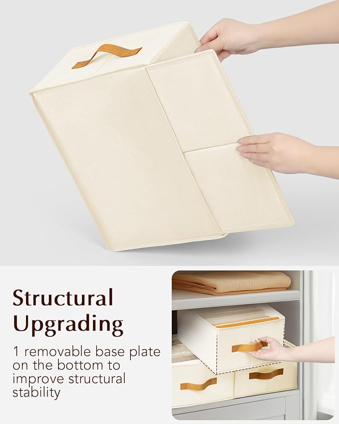 Homsorout Clothes Organizers and Storage - 4/5/7 Grids Fabric Jeans Organizer with Handles, Foldable Closet Organizers Divide